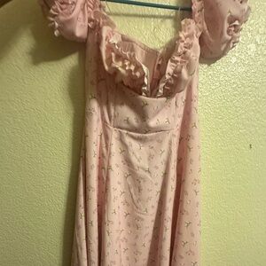 House of CB - Pink Floral Puff Sleeve Dress